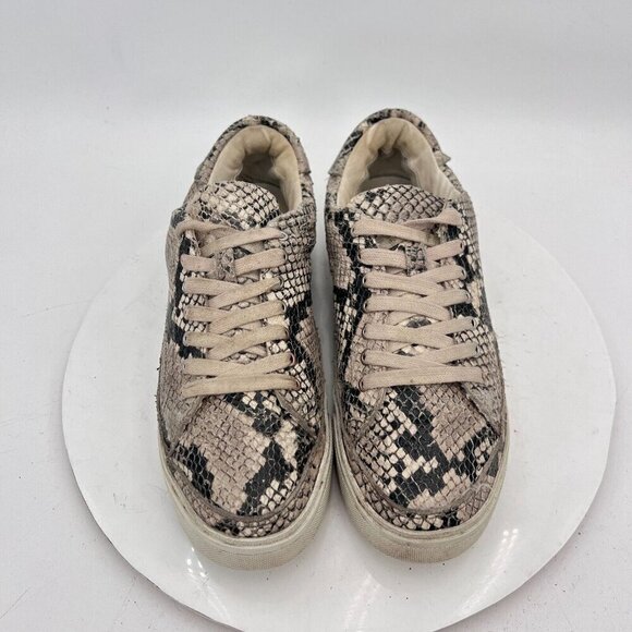 All Saints Trish Women Size EU 38 US 8 Beige Leather Snakeskin Print Shoe - Picture 3 of 14